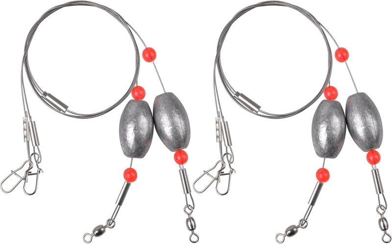 FUSIGO Egg Fishing Sinker Weight Rigs, 6pcs Flounder Rig Saltwater Bottom Rigs Stainless Steel Wire Leader with Egg Sinker Catfish Carolina Rigs Fishing Ready Rigs for Trout Drum Redfish Fishing - Image 1